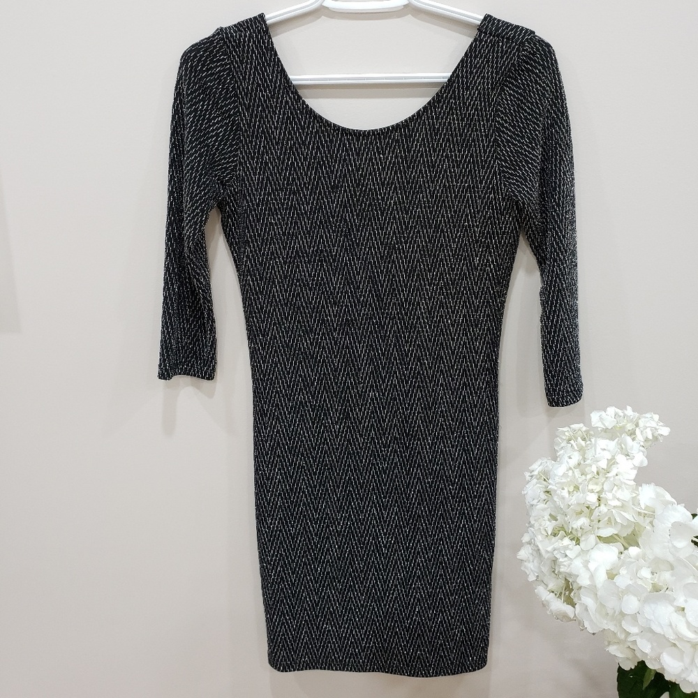 Topshop Body Con Dress Black with Silver